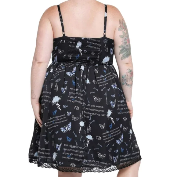 HOT TOPIC Corpse Bride goth punk rib cage lace up plus size dress blue black 24 - Picture 5 of 6